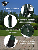 Гойдалка садова 4P Garden 180х110см посилена 3 х місцева металева з тентом з м'яким диваном для дачі саду саду будинку, фото 7
