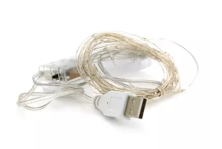 Гірлянди 30LED, 1 режим, 3 метри, прозора ізоляція, живлення від 2 * АА, White Hot, BOX