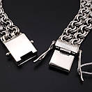 Широкий срібний браслет чоловічий подвійний бісмарк плоский замок коробка. Ширина 13 мм. Довжина 24 см, фото 9