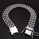 Широкий срібний браслет чоловічий подвійний бісмарк плоский замок коробка. Ширина 13 мм. Довжина 24 см, фото 6