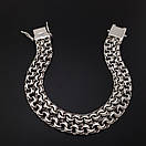 Широкий срібний браслет чоловічий подвійний бісмарк плоский замок коробка. Ширина 13 мм. Довжина 24 см, фото 10