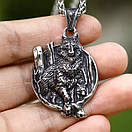 Чоловічий кулон підвіска з ланцюжком WILD BEAST на шию з медичної сталі під срібло з Вовком, фото 5