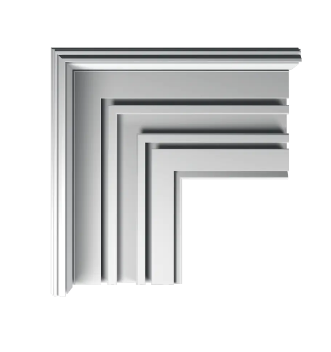 Кут карнизу/гардини звичайної 90° білий дві смуги (лівий)