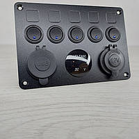 5-кнопкової панелі з двома USB-портами, цифровим вольтметром і розеткою прикурювача