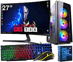 Ігровий комп'ютер + Монітор 27" КРУЧІШИЙ ніж Intel i7 16 ПОТОКІВ 8 ЯДЕР + RX 580 8GB + 16GB + SSD M.2 512GB(ZEVS PC10360U)