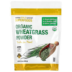 Паростки пшениці California Gold Nutrition Organic Wheatgrass Powder (240 грам.)