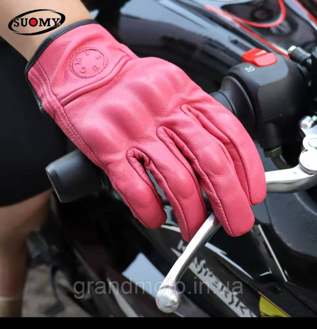 Жіночі моторукавиці шкіряні Suomy icon pink