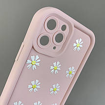 Чохол для Apple iPhone 11 Pro чохол з високими бортами з ромашками на айфон 11 про рожевий q05j, фото 3