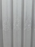 Тюль на основі льону з вишивкою. Колір: білий, фото 5