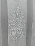 Тюль на основі льону з вишивкою. Колір: білий, фото 6