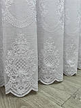 Тюль на основі льону з вишивкою. Колір: білий, фото 9