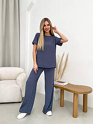 Костюм жіночий ЛІТНІЙ ЖАТКА 2-ка ФУТБОЛКА+ШТАНИ ГРАФІТ 1657