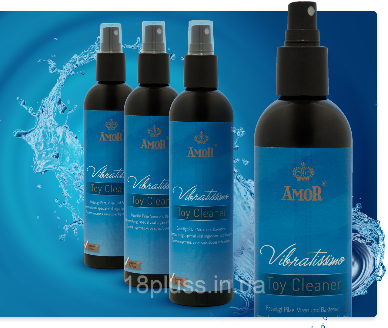 Спрей-дезінфектор для поверхонь та секс-іграшок Vibratissimo Toy Cleaner, 300 мл (термін по 01.2026), фото 1