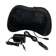 Масажна подушка Магія 8028, Чорний - роликовий шийний масажер з інфрачервоним прогріванням для дому та авто