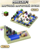 Магнітний конструктор Minecraft Магазин трофеїв 128шт + 4 фігурок Майнкрафт Дитячий конструктор на магнітах