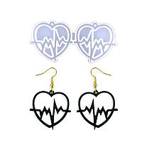 Силіконова форма для смоли Finding Молд кулони два серця кардіограма Білий 8.5 см x 4 см