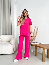 Костюм жіночий ЛІТНІЙ ЖАТКА 2-ка ФУТБОЛКА+ШТАНИ МАЛИНА/РОЖЕВИЙ 1657