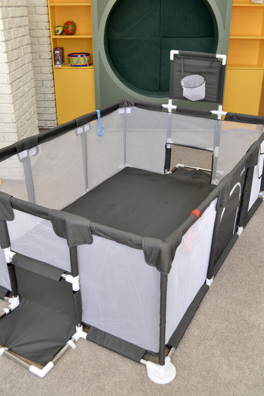 Манеж-огорожа з кільцем та футбольними воротами, Grey, фото 1