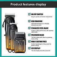 Комплект VGR 3 в 1 V-644 акумуляторна машинка для стриження (clipper), триммер та електробритва (шейвер), фото 4