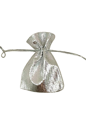 Мішечок з парчі для ювелірних виробів та біжутерії  Т-2 сріблястий (Порожній)