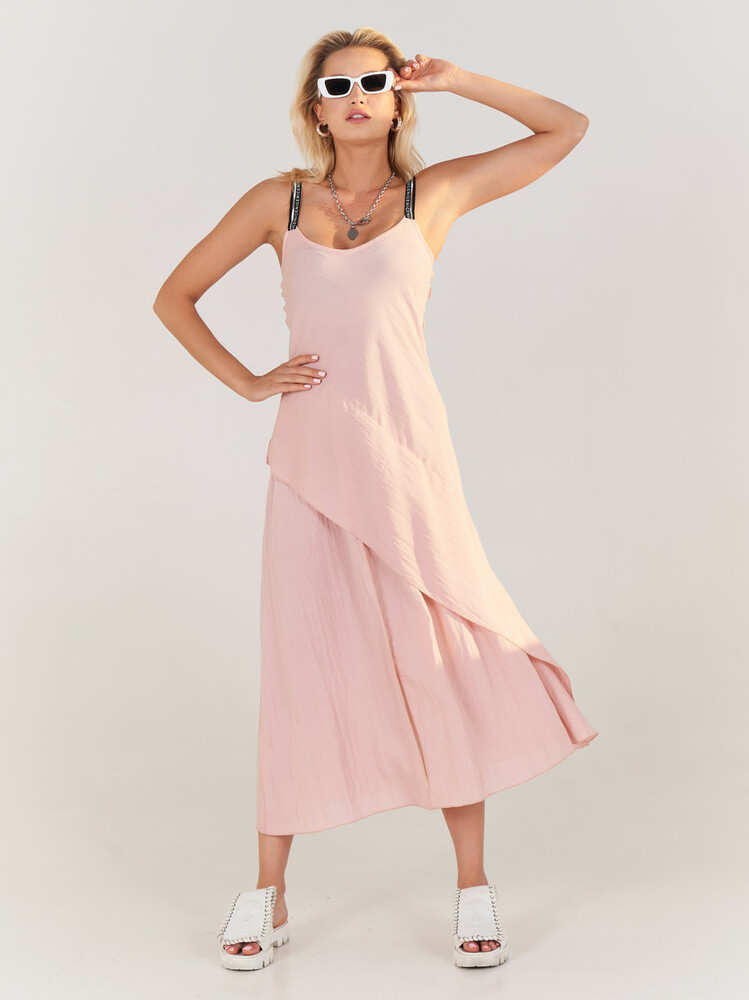 Сарафан жіночий літній лляний двохсторонній дизайнерський пудра Modna KAZKA MKSH2494-3, фото 1