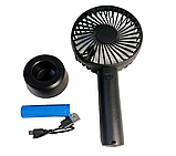 Вентилятор ручний акумуляторний 9419 з підставкою, білий, фото 3