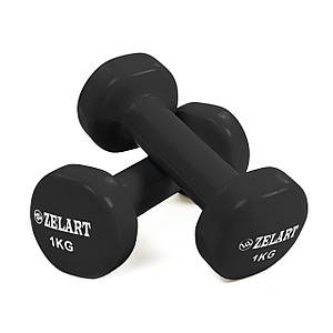 Гантелі для фітнесу з вініловим покриттям Zelart Beauty TA-5225-1 (2x1кг) (2 шт., кольори в асортименті)