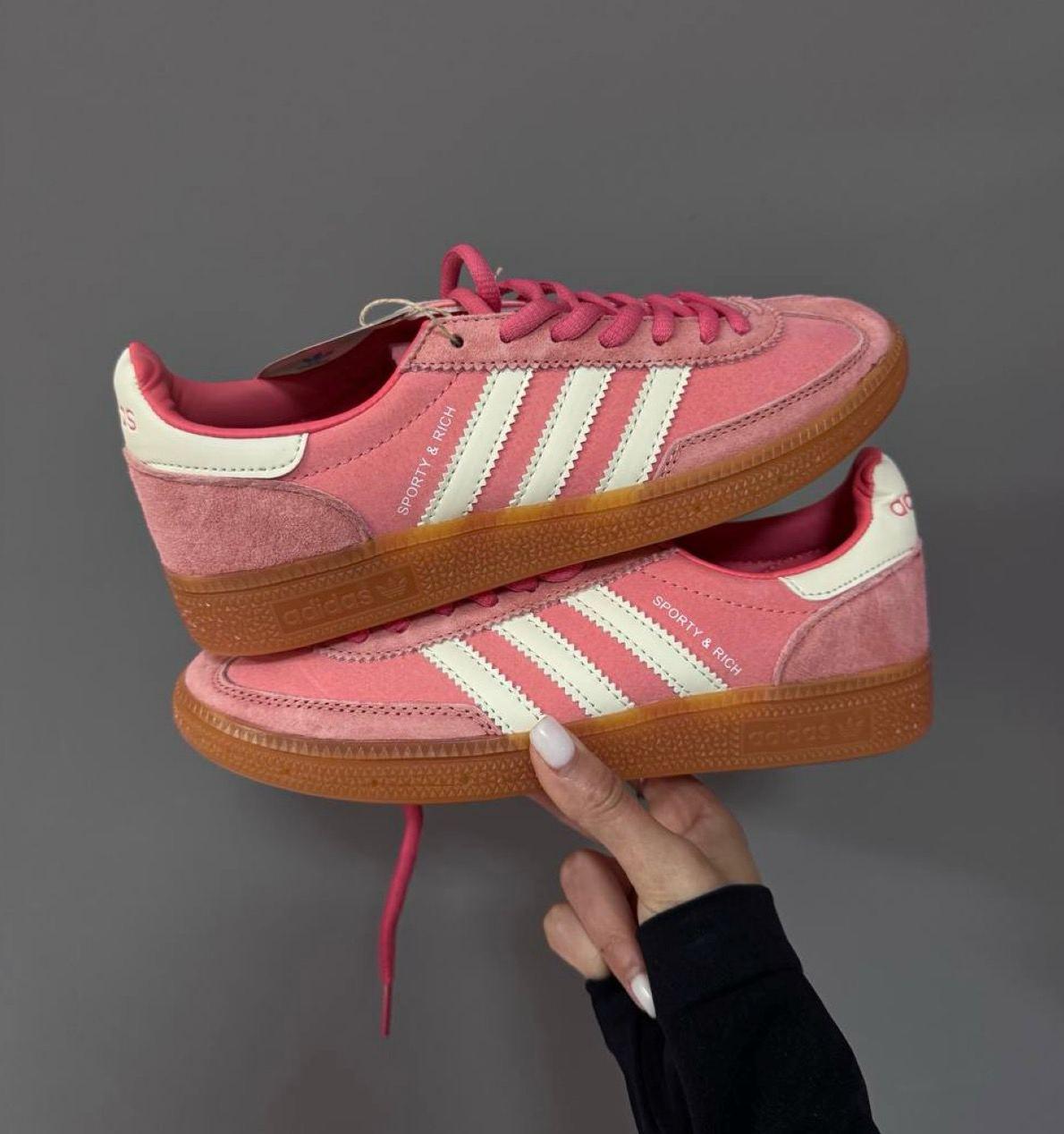 Жіночі кросівки Adidas Spezial Sporty Rich Pink Адідас Спеціал рожеві замша шкіра демісезон