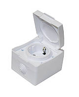 Розетка накладная IP54 c з/к герметичная біла Techno Systems