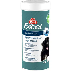 Вітаміни для собак великих порід  8in1 (8в1) Excel Brewers Yeast Large Breed підтримка здоров'я шкіри та шерсті 80 шт