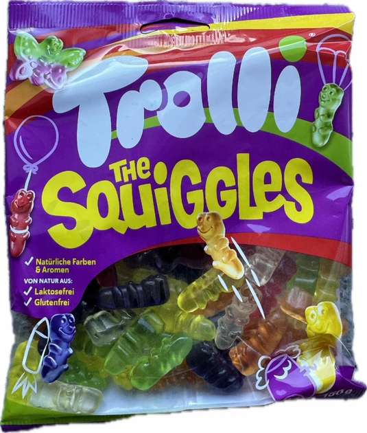 Цукерки желейні жувальні Trolli Squiggles (гусінь), 150 г, Німеччина, черв'яки цукерки, фото 1