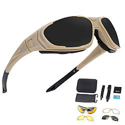 Тактичні окуляри Daisy С9 захисні з поляризацією з 4-ма змінними лінзами Койот