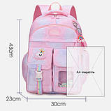 Шкільний рюкзак Yufei для дівчинки 3-7 клас Рожевий дівчачий нейлоновий водонепроникний портфель з брелоком в школу, фото 4