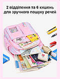Шкільний рюкзак Yufei для дівчинки 3-7 клас Рожевий дівчачий нейлоновий водонепроникний портфель з брелоком в школу, фото 5