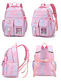 Шкільний рюкзак Yufei для дівчинки 3-7 клас Рожевий дівчачий нейлоновий водонепроникний портфель з брелоком в школу, фото 3