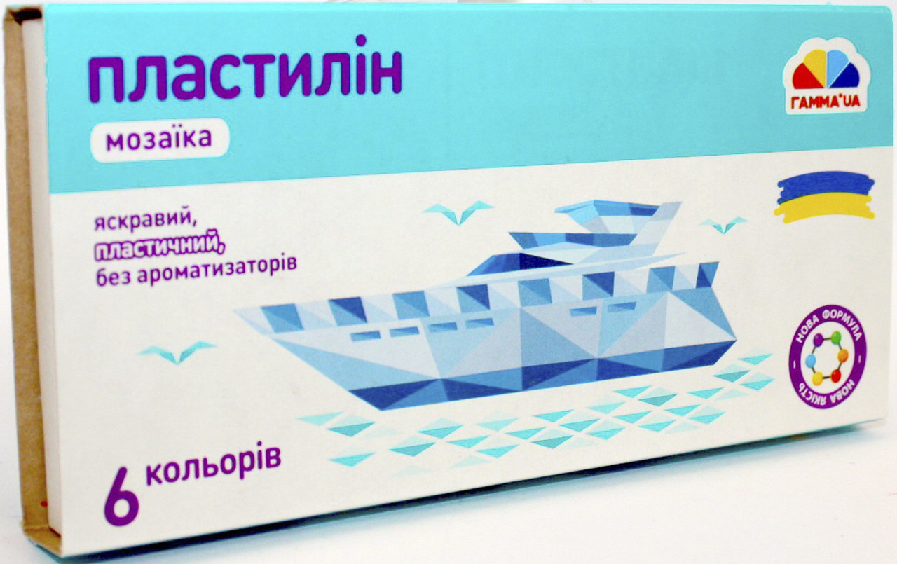 Пластилін "Гамма UA" Мозаїка 6 кольор. 72гр №300306(18), фото 1