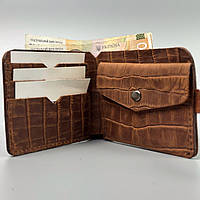Шкіряний гаманець DELI  коньячний тисення рептилія
