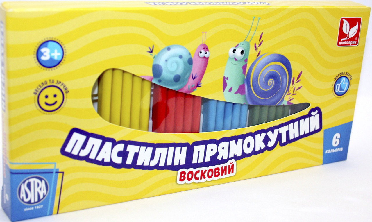 Пластилін "Школярик" 6 кольор. 130гр №303116001(24), фото 1