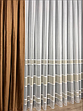 Тюль на основі бамбука зі смужками. Колір: золотистий, фото 2