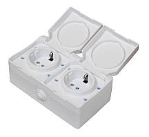 Розетка накладная IP54 c з/к герметична білаTechno Systems