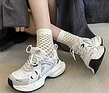 Кросівки жіночі з масивною підошвою модні 39 р. 24 см білі з сріблястим (CRws1-39), фото 3