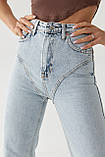 Джинси з високою талією та фігурною кокеткою - небесно-блакитний цвет, 38р, фото 4