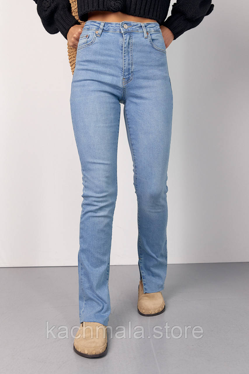 Жіночі джинси skinny з розрізами - блакитний цвет, 40р (є розміри) 38