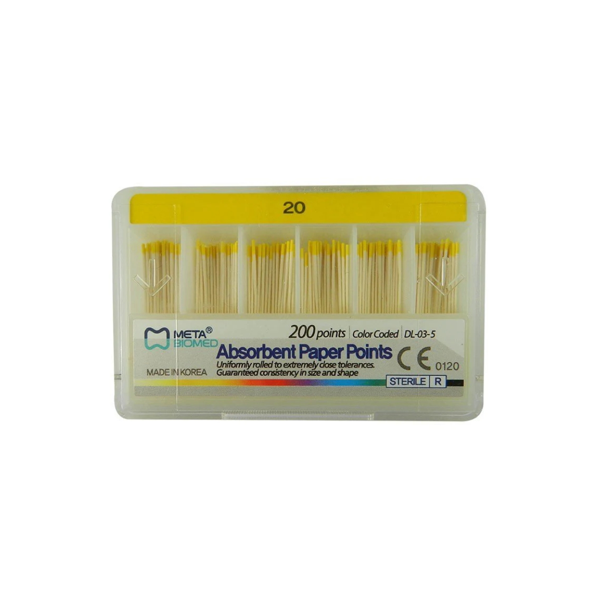 Meta Biomed Absorbent Paper Points, Мета Біомед Паперові штифти 02 №20, 200шт