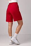 Жіночі трикотажні шорти з вишивкою - червоний цвет, S (є розміри), фото 2