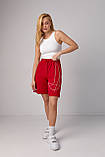 Жіночі трикотажні шорти з вишивкою - червоний цвет, S (є розміри), фото 3