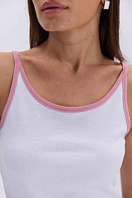 Майка жіноча в рубчик у різних кольорах із віконуванням в іншому кольорі