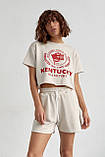 Жіночий спортивний комплект із шортами та футболкою - бежевий цвет, L (є розміри), фото 6