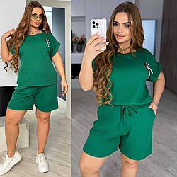 Костюм жіночий із шортами літній легкий, великого розміру  52/54, темно-сірий