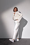 Костюм-двійка з в'язаною кофтою в косички та трикотажними штанами - молочний цвет, S (є розміри), фото 7